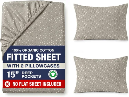 Miniatura 49 de LANE LINEN Juego de 2 piezas con sábana bajera 100% algodón orgánico tamaño individual y 1 funda de almohada, tejido de percal ligero, ultra suave