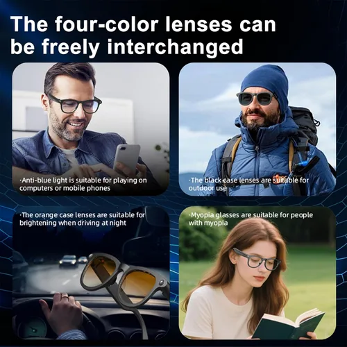 Miniatura 3 de Lentes inteligentes AI para hombres y mujeres, gafas de cámara HD, grabadora de video, traducción AI en tiempo real, reproducción de música
