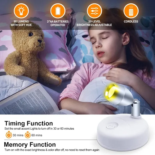 Miniatura 4 de Foco pequeño con batería con control remoto, RGB LED inalámbrico pequeño foco giratorio con atenuador y temporizador para pintura de obras de arte
