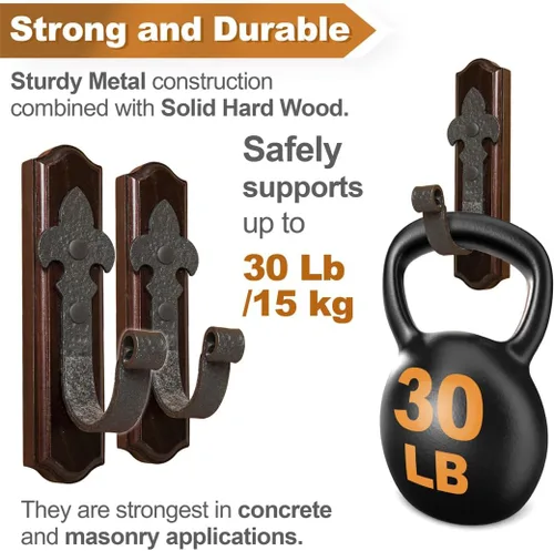 Miniatura 7 de TESLYAR Soporte de Pared para Armas – Montaje Horizontal de Armas en Pared con Ganchos de Metal – Soporte de Pared para Rifles – Soporte de Pared
