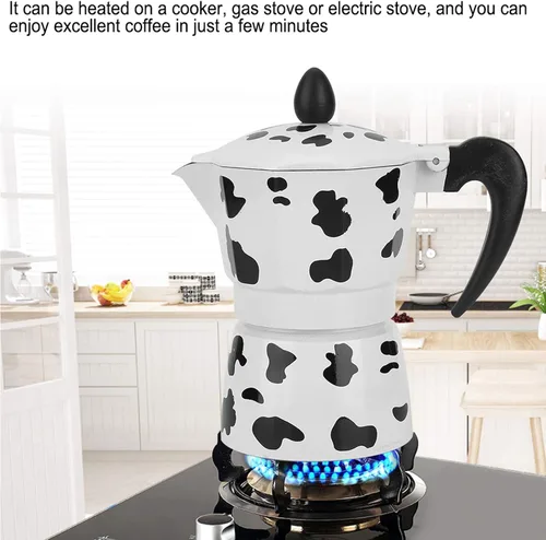 Miniatura 6 de Cafetera de aluminio - Cafetera - Olla de color vaca leche - para el hogar, oficina café (3 tazas leche vaca color 5.1 fl oz)