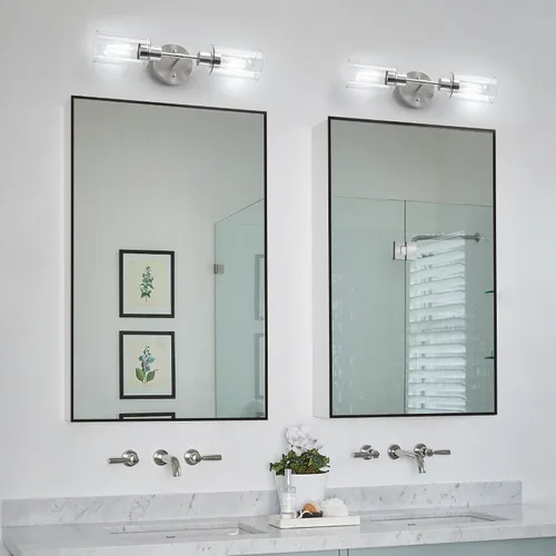 Miniatura 4 de Accesorios de Iluminación de Baño 2 Luces Níquel Cepillado, Luces de Tocador de Baño Sobre Espejo, Apliques de Pared de Iluminación de Baño, Luz