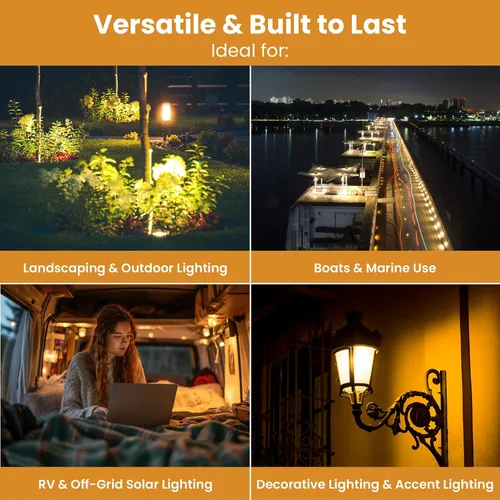 Miniatura 6 de 12Vmonster Bombilla LED con efecto de fuego ámbar brillante con llama parpadeante en E26 Base de tornillo Edison mediana DC 12 voltios Paisajismo