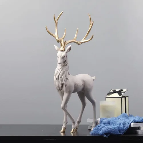 Miniatura 7 de Estatuilla creativa de reno de 2 piezas de escultura de estatua de ciervo para decoración de estantes