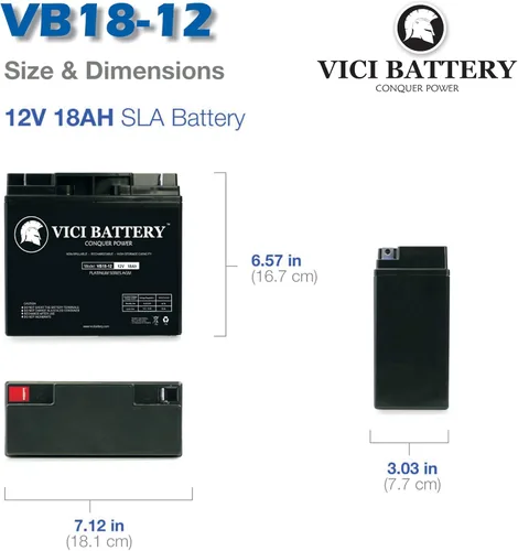 Miniatura 2 de VICI Battery VB18-12 - Reemplazo de 12V 18AH para Booster Solar Pac ES2500 Jump Starter 12V 18Ah Jump Starter Batería