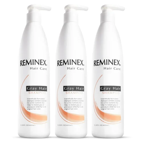 Reminex Champú para cabello gris – Tratamiento hidratante que ralentiza el envejecimiento del cabello y ayuda a restaurar el cabello gris a su color