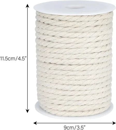 Miniatura 3 de joycraft Cuerda de macramé, cuerda de algodón color off white, 6 mm x 32 yardas de cuerda de algodón natural color blanco, cuerda de algodón