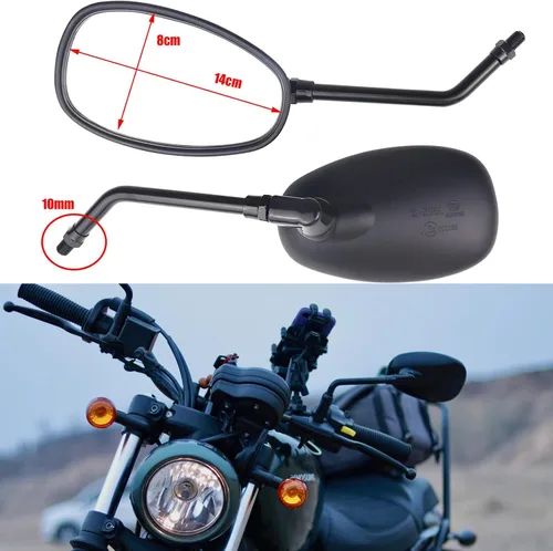 Miniatura 2 de Espejos laterales retrovisores para manillar de motocicleta, 0.394 in para Honda Sports Bike Cruiser Chopper Dirt Bike Scooter