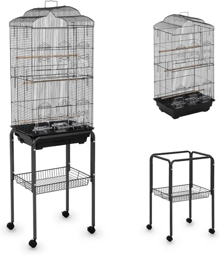Miniatura 10 de Jaula para pájaros enrollada vintage de 58 pulgadas, metal resistente con revestimiento resistente al óxido, jaula para loros con bandeja