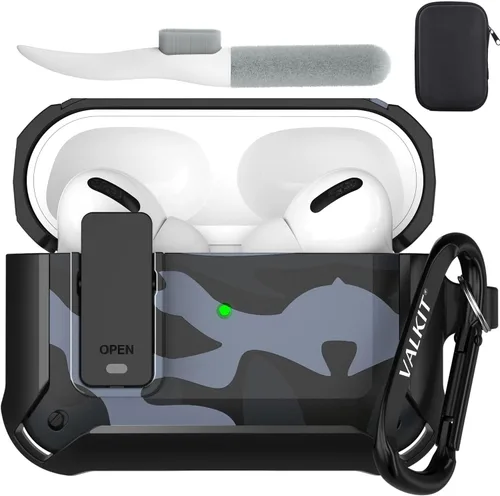 Miniatura 37 de Valkit Funda para Airpods para hombres con cerradura, funda de cuerpo completo con llavero para AirPods de Apple a prueba de golpes, funda
