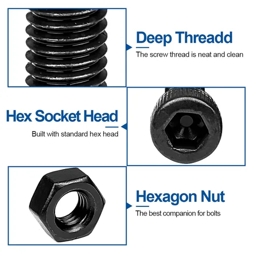 Miniatura 4 de NINDEJIN Tornillos métricos M3 de cabeza hexagonal de cabeza hueca, Allen Socket Drive M3 x 0.157 in/ 0.197 in / 0.236 in/ 0.315 in/ 0.394 in/ 0.472