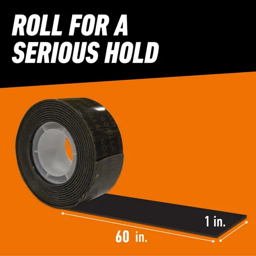 Miniatura 6 de Gorilla - Cinta de montaje resistente de doble cara; resistente a la intemperie; 1 x 60 pulgadas; negro; (paquete de 2)
