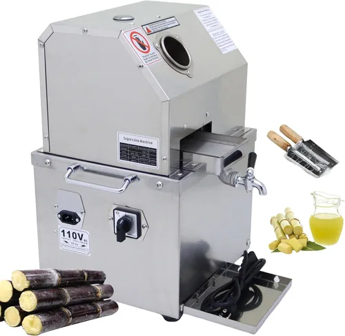 INTBUYING Exprimidor eléctrico de caña de azúcar de 800 W, máquina de prensa de caña de azúcar con 3 rodillos de acero inoxidable, 660 lbs/h,