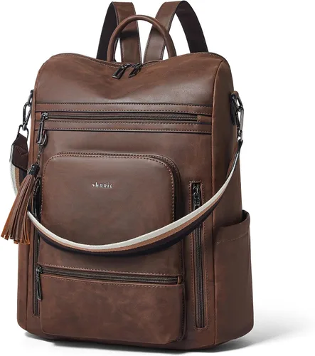Miniatura 17 de Shrrie - Mochila vegana de cuero para laptop de 14 pulgadas para mujer, mochila de trabajo, mochila de moda, mochila de viaje, bolso para negocios