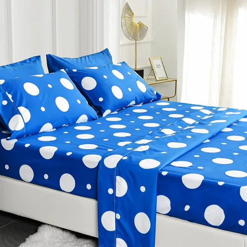 Miniatura 32 de American Home Collection - Juego de sábanas y fundas de almohada estampadas de 6 piezas, con 14 pulgadas de caída; sábanas de microfibra con doble