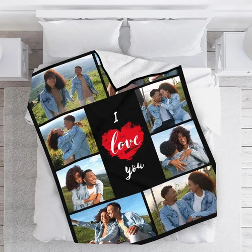 Miniatura 27 de Manta personalizada con foto/texto, manta con imagen personalizada, regalos de amor, regalos personalizados para parejas para novio, novia, esposa