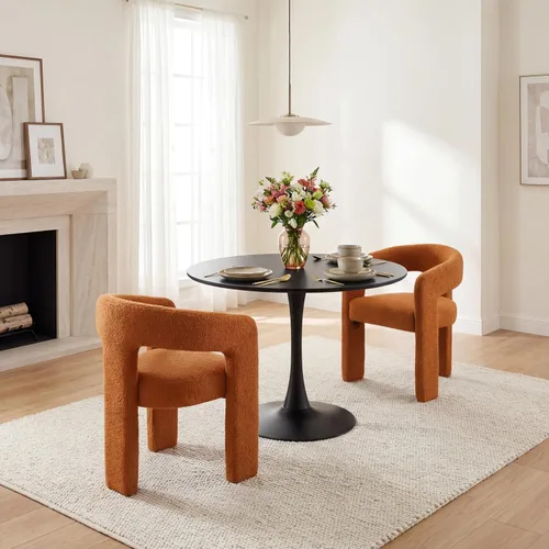 Miniatura 12 de Silla Moderna de Comedor Barrel, Silla Tapizada de Cocina de Piel Sintética con Brazos, Silla Lateral Cómoda para Sala de Estar/Oficina en Gris Pu