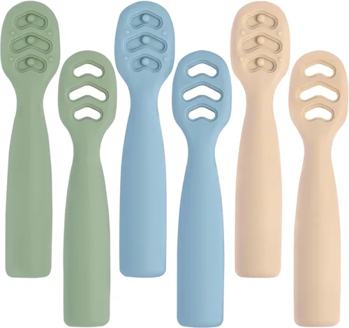 Eascrozn Juego de 6 cucharas de bebé para alimentación autónoma durante más de 6 meses, suministros de destete LED para bebés de primera etapa, sin