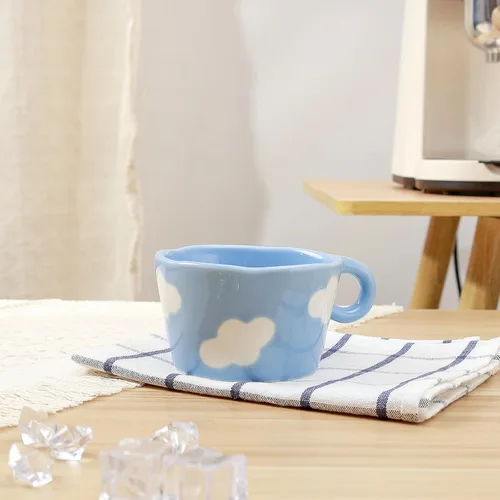 Miniatura 9 de Koythin Taza de café de cerámica, bonita taza creativa impresa a mano para oficina y hogar, 6.5 oz/6.8 fl oz para leche de té con leche