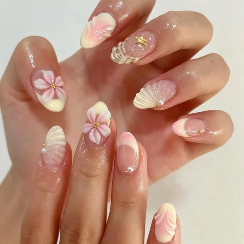 Miniatura 27 de Uñas postizas a presión de almendra marrón, medianas con diseños de leopardo y purpurina, uñas postizas en forma de almendra otoñal, uñas acrílicas