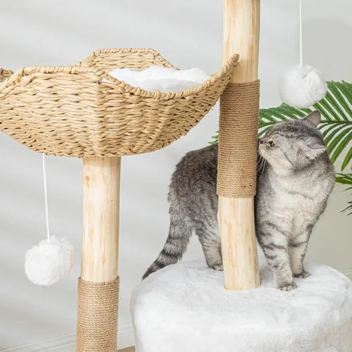Miniatura 5 de PISARRY Torre de árbol para gatos, árbol moderno de 46 pulgadas para gatos de interior y adultos, condominio de lujo para gatos con poste rascador