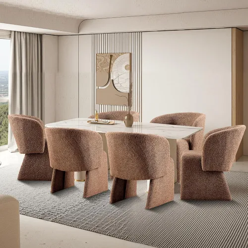 Miniatura 5 de Barrel - Silla de cocina y comedor, sillas de tocador de maquillaje modernas y cómodas con brazo, terciopelo tapizado, sofá individual, dormitorio