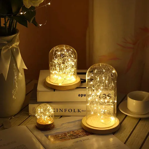 Miniatura 6 de Paquete de 3 luces de hadas USB, luces de cadena alimentadas por USB, color amarillo cálido, 2 metros, 20 lámparas con cuentas, luces LED