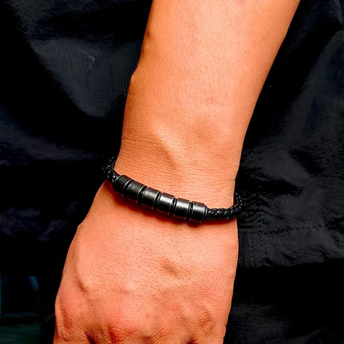 Miniatura 4 de Pulsera personalizada para hombre con cuentas de nombre personalizadas, pulsera de cuero trenzado personalizada grabada con 2-6 nombres