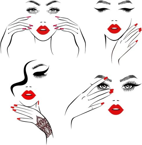 Calcomanía de pared de cara sexy extraíble con ojos y labios rojos, calcomanías de pared para despegar y pegar, contorno de belleza, decoración de