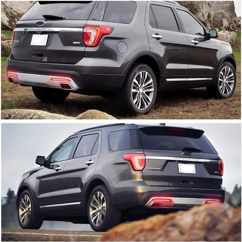 Miniatura 8 de Lente roja completa LED parachoques reflector trasera niebla luces para 2016 2017 2018 2019 Ford Explorer