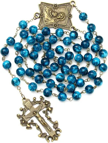Miniatura 51 de KOMI Rosario de cuentas católicas para mujer, collar de cuentas de rosario con cruz de crucifijo, perlas de cristal, rosario, rosarios, católicos