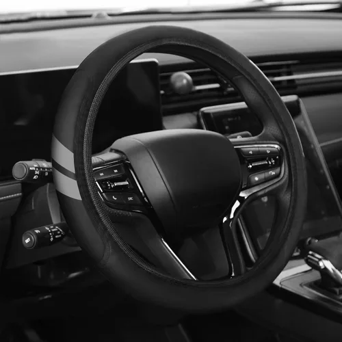 Miniatura 2 de Funda de cuero prémium para volante compatible con Dodge Charger Challenger Durango RAM 1500 coches, ajuste universal de 14 a 15 pulgadas
