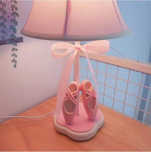 Miniatura 7 de Cozylight Lámpara de noche, diseño de zapatos de baile rosa, lámpara de mesa de 14 pulgadas de alto con pantalla de costura de tela para decoración