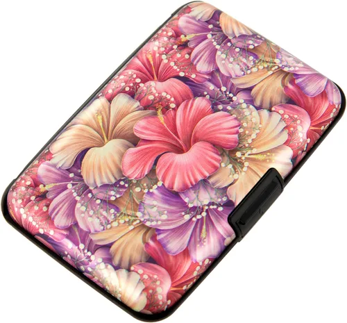 Miniatura 43 de Porta tarjetas de crédito pequeño con bloqueo RFID, cartera metálica delgada, mini, de aluminio, funda dura para mujeres y hombres