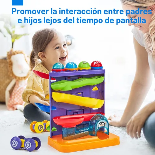 Miniatura 5 de hahaland Juguetes Montessori para niños de 1 año, 2 en 1 libra por bola y rampa de coche Juguetes Montessori para niños de 1 año, juguetes de causa