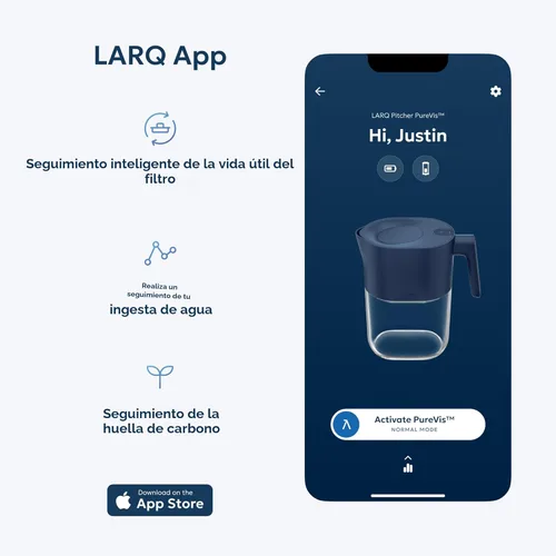 Miniatura 6 de LARQ PureVis - Jarra de agua 3 en 1, purificador, filtro y seguimiento, jarra purificadora de agua de 8 tazas con filtro avanzado para agua limpia