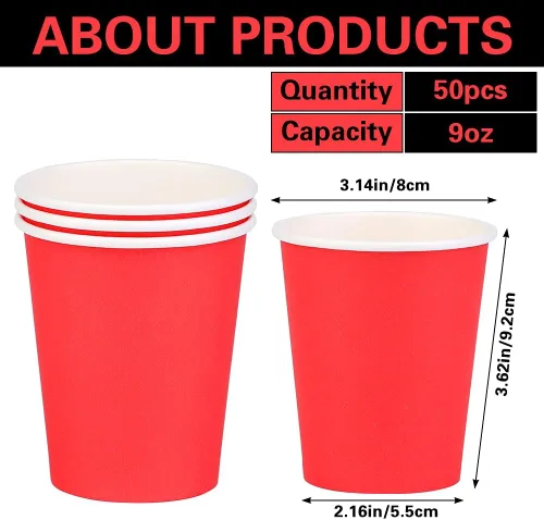 Miniatura 12 de Vasos de papel de 8 onzas, paquete de 150 unidades, tazas de café de papel desechables para bebidas calientes o frías para fiestas, picnic, Azul