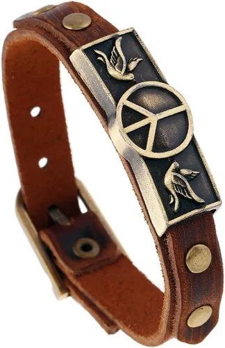 Miniatura 8 de Hamoery Pulsera de cuero de aleación punk para hombre, pulsera cruzada