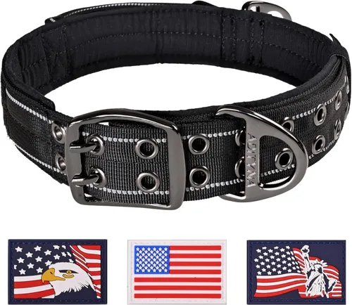 Miniatura 8 de ADITYNA Collar de perro resistente con asa – Collar grueso para perros grandes – ancho, reflectante, táctico, acolchado de neopreno suave – Collar