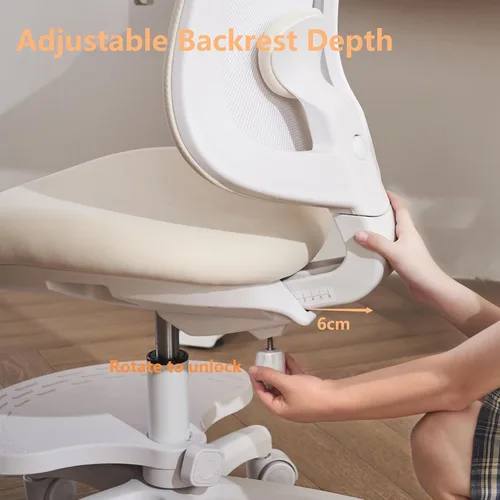 Miniatura 4 de Silla de escritorio, silla de estudio ergonómica para niños con soporte lumbar y reposapiés, altura ajustable, silla de oficina pequeña de malla