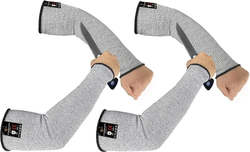 Miniatura 13 de Evridwear - 1 par de mangas resistentes a cortes para protección de brazos en el trabajo, EN388 Nivel 5, contra punciones, con o sin orificio