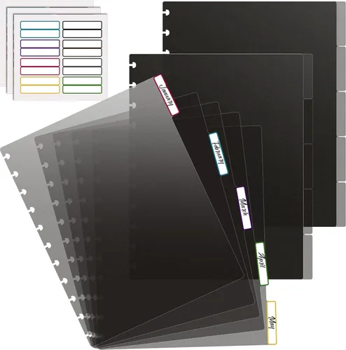 Laumoi 3 juegos de 11 discos de letras de poli separadores para cuadernos de 8.5 x 11 pulgadas, encuadernados en disco, suministros de planificador