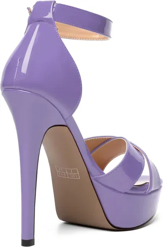 Miniatura 26 de MODENCOCO Sandalias de boda con correa de tobillo sexy para mujer, con plataforma y puntera abierta, tacón de aguja y tacón alto, zapatos de vestir