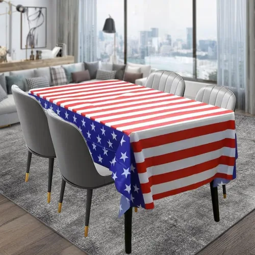 Miniatura 3 de Paquete de 3 manteles de plástico con bandera de plástico para el 4 de julio, manteles desechables para barbacoa, picnic, cumpleaños, bodas