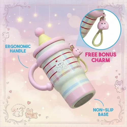 Miniatura 3 de Vaso aislado de 20 onzas con popote y tapa, taza de viaje para café a prueba de fugas con asa, diseño de doble bebida para bebidas calientes y Nube