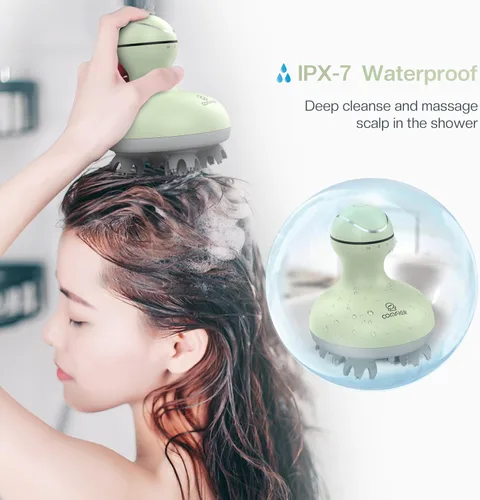 Miniatura 4 de COMFIER Masajeador de cuero cabelludo, rascador eléctrico de cabeza, masajeador de cabeza portátil para el crecimiento del cabello con 84 nodos