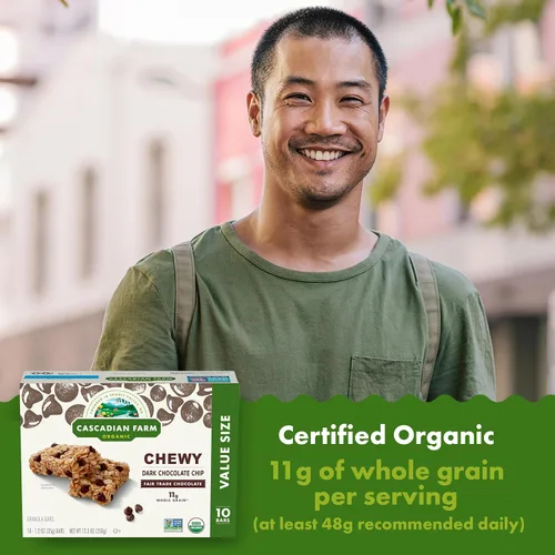 Miniatura 4 de Cascadian Farm Barras de granola con chispas de chocolate orgánico, 10 unidades, 12.3 oz