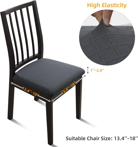 Miniatura 4 de Fuloon Fundas de Cojín de Asiento Impermeables 4 PCS, Fundas de Asiento de Silla Jacquard Elásticas Lavables Fundas Deslizantes de Asiento