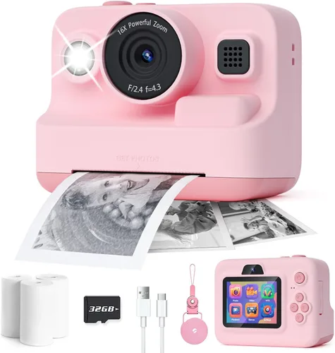 Miniatura 11 de Dylanto Cámara de niños con impresión instantánea, cámaras instantáneas de 1080P para niños que imprimen fotos, regalos de Navidad de cumpleaños