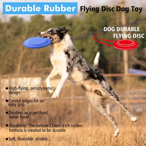 Miniatura 6 de XIGOU Disco volador para perros – Juguete de goma duradero para perros – Disco volador de goma indestructible de 9.25 pulgadas para perro – Naranja